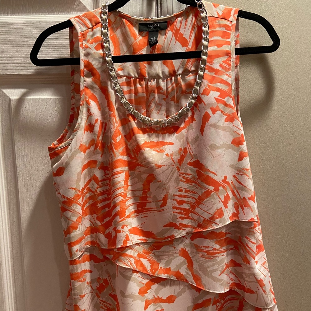 Coral and white layered top